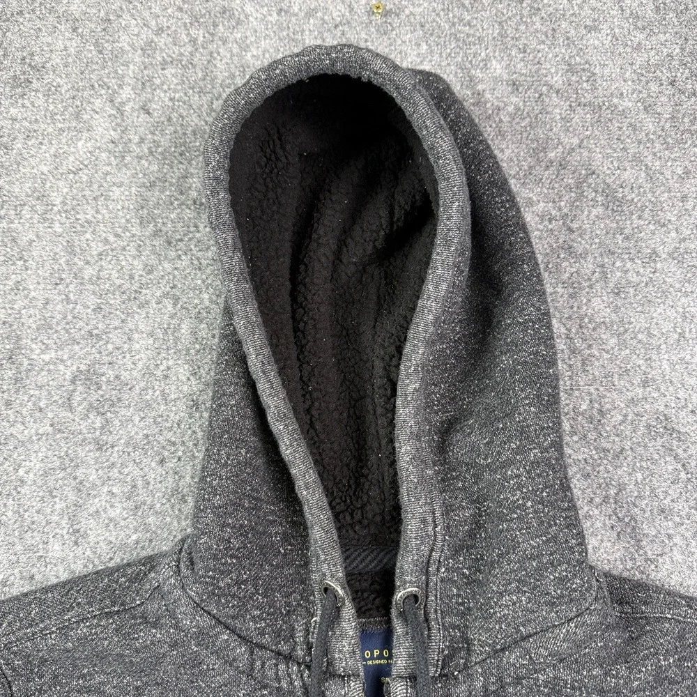 Aeropostale Sherpa Lined Hoodie Adult Small Full Zip Gray Black Heathered
